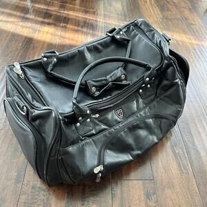 VTG Leather Nike Golf Weekender Duffel Bag Large Zippers Carry & Handle Straps